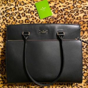 Large black leather Kate Spade tote
